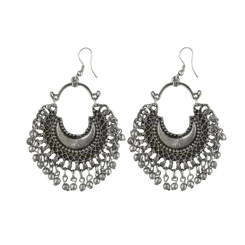 indoraa Women's Alloy, silver Plated Hook Dangler Hanging Earrings-Silver