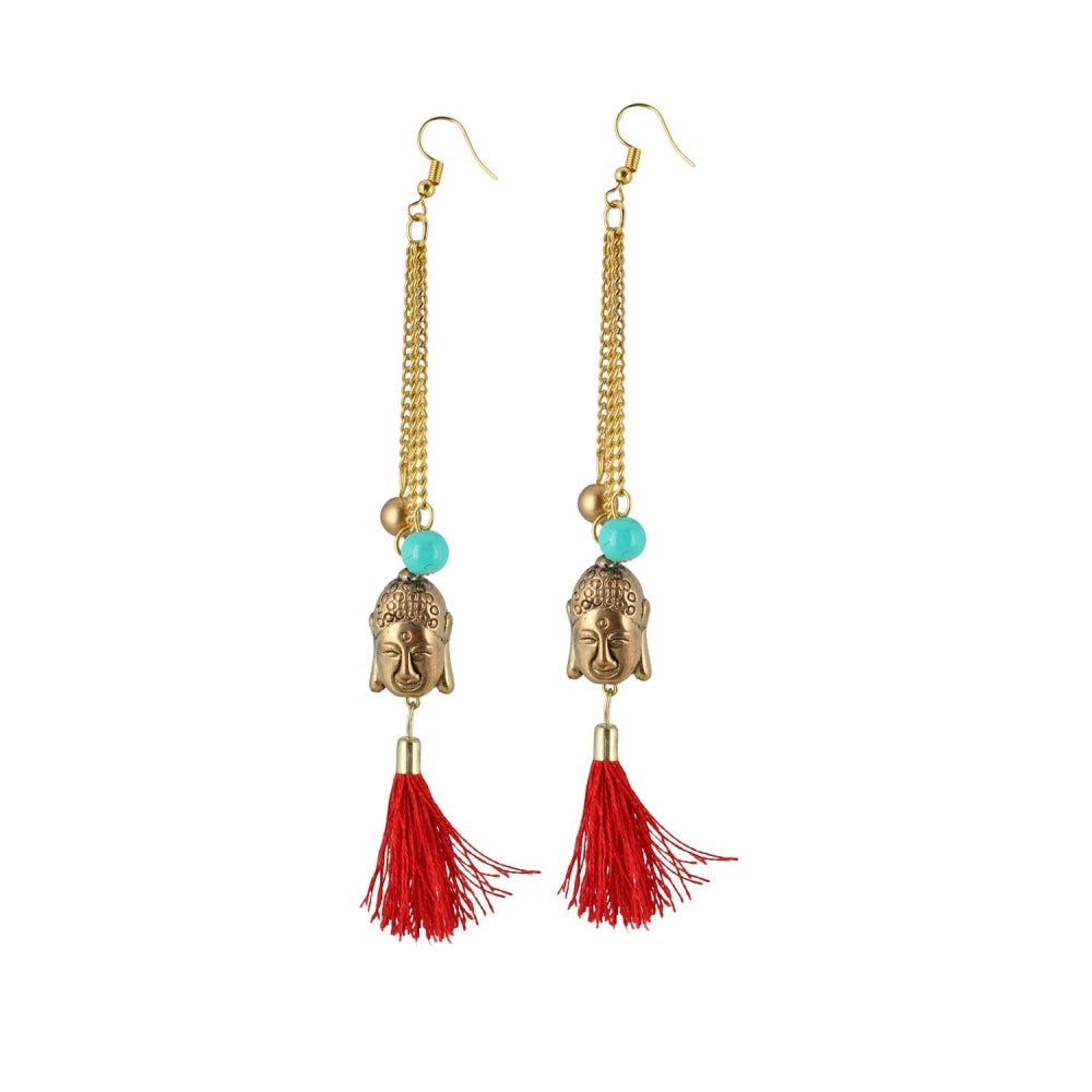 indoraa Women's Gold Plated Hook Dangler Hanging Tassel Fashion Earrings-Gold