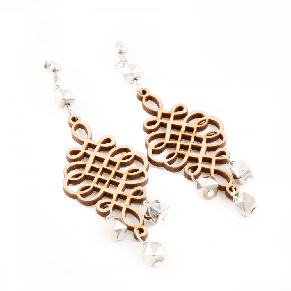 indoraa Women's Wooden handcrafted Hook Dangler Hanging Fashion Earrings-Brown