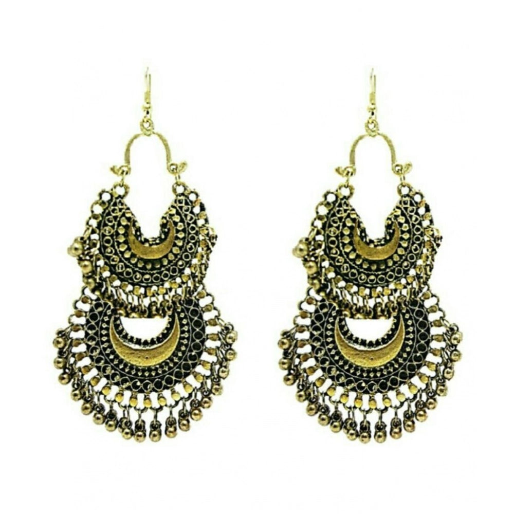 indoraa Women's Gold Plated Hook Dangler Hanging Earrings-Gold