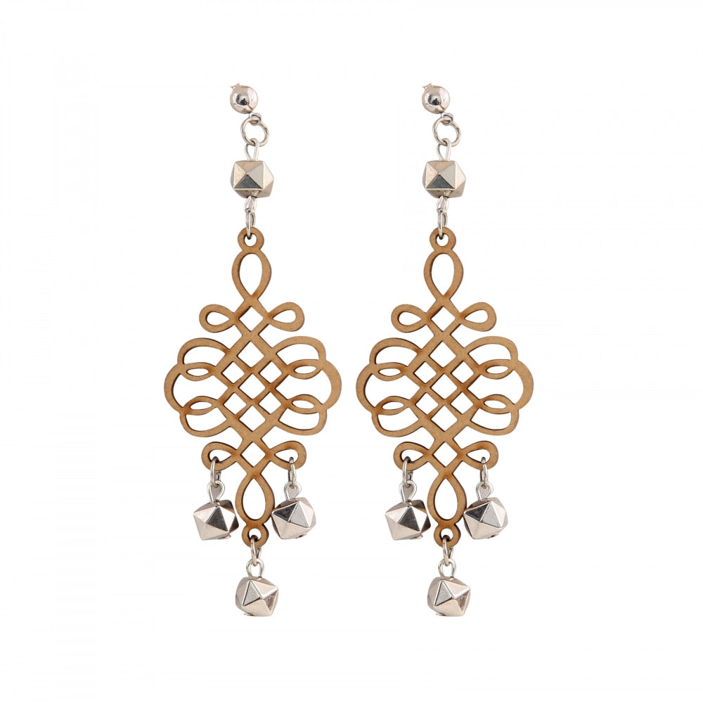 indoraa Women's Wooden handcrafted Hook Dangler Hanging Fashion Earrings-Brown