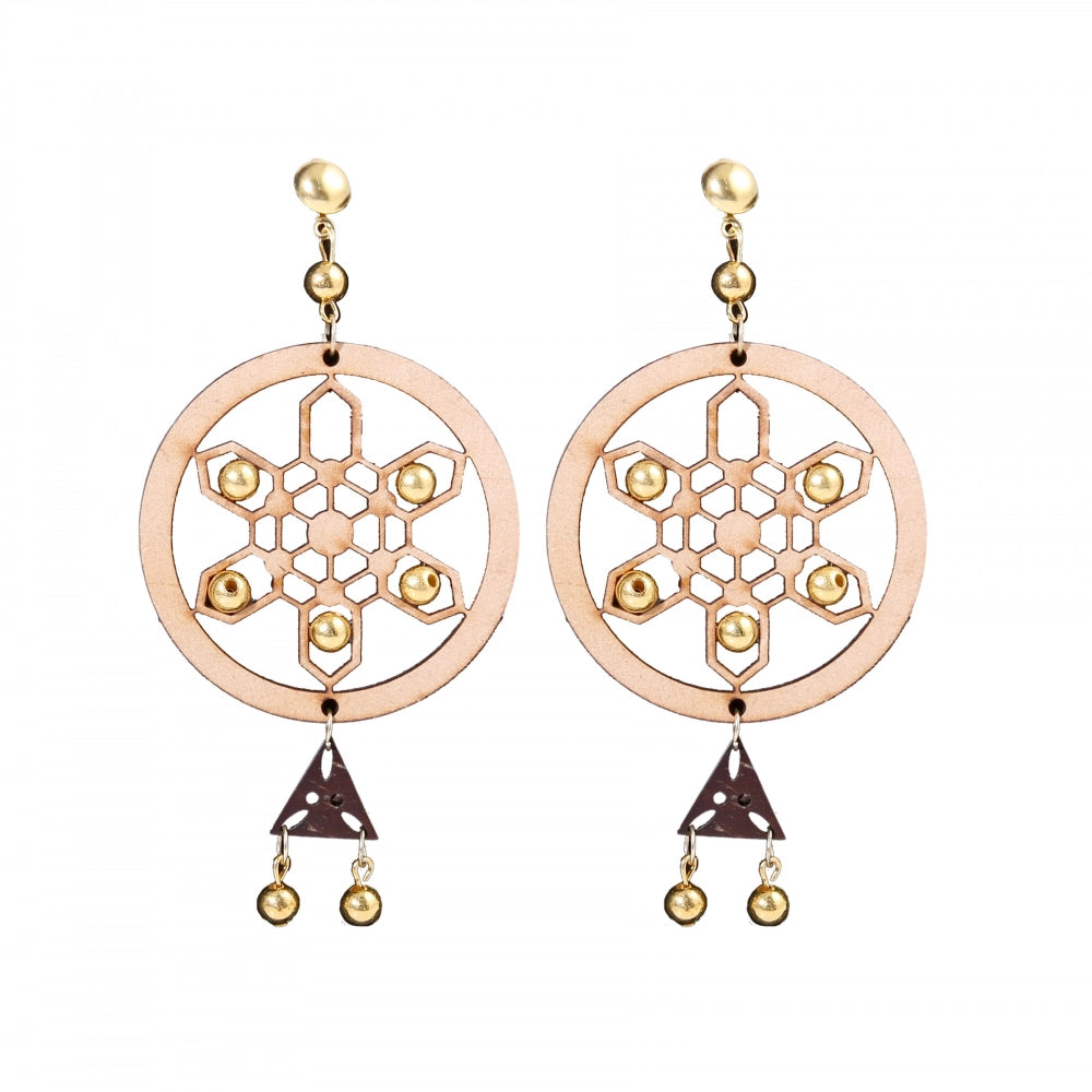 indoraa Women's Alloy, Beads Hook Dangler Hanging Earrings-Brown