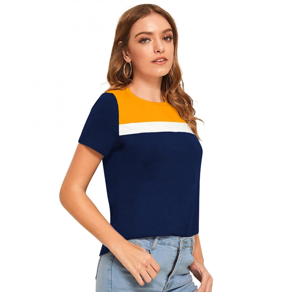 Indoraa Women's Polyester, Knitting Western Wear T-Shirt (Yellow)