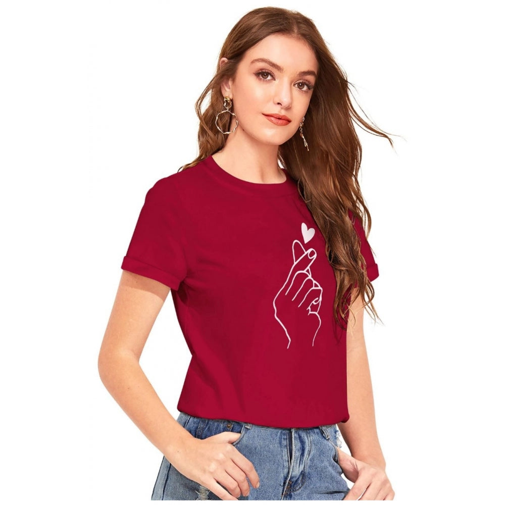 Indoraa Women's Cotton Western Wear T-Shirt (Maroon)