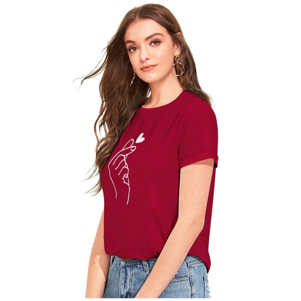 Indoraa Women's Cotton Western Wear T-Shirt (Maroon)