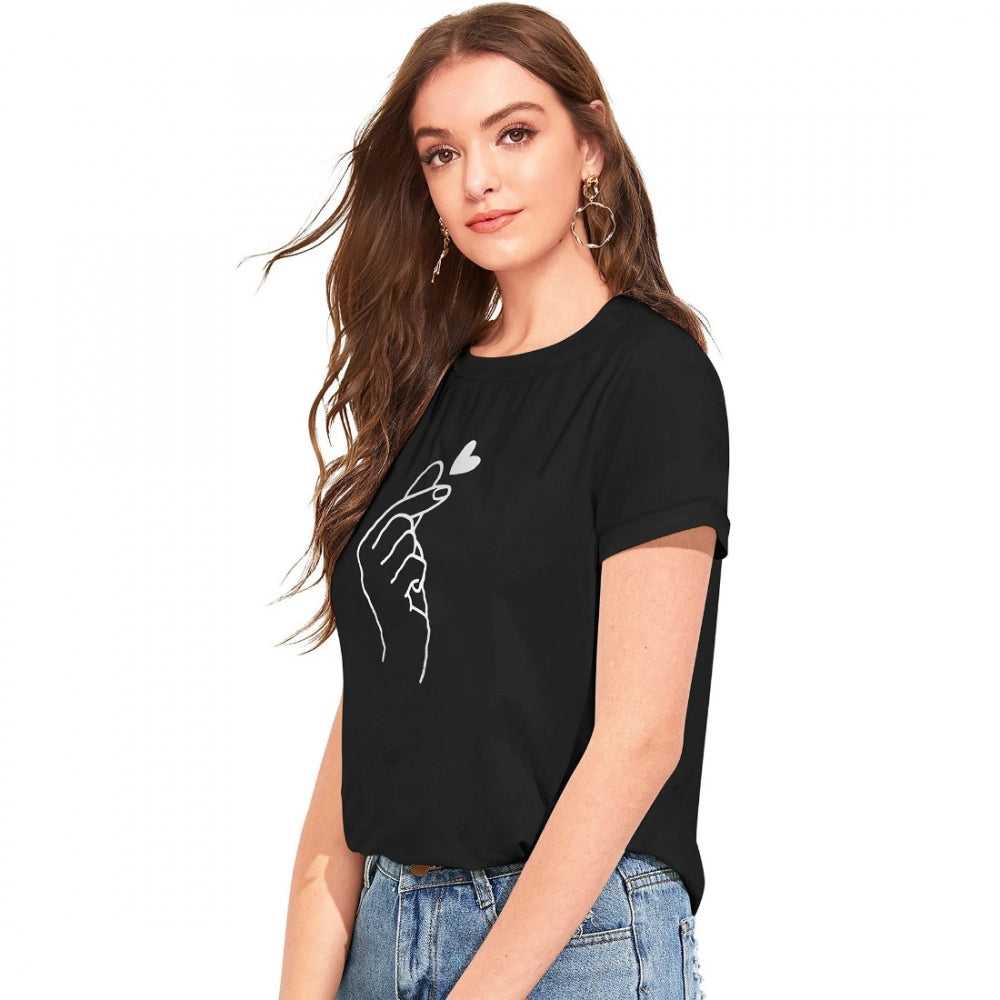Indoraa Women's Cotton Western Wear T-Shirt (Black)