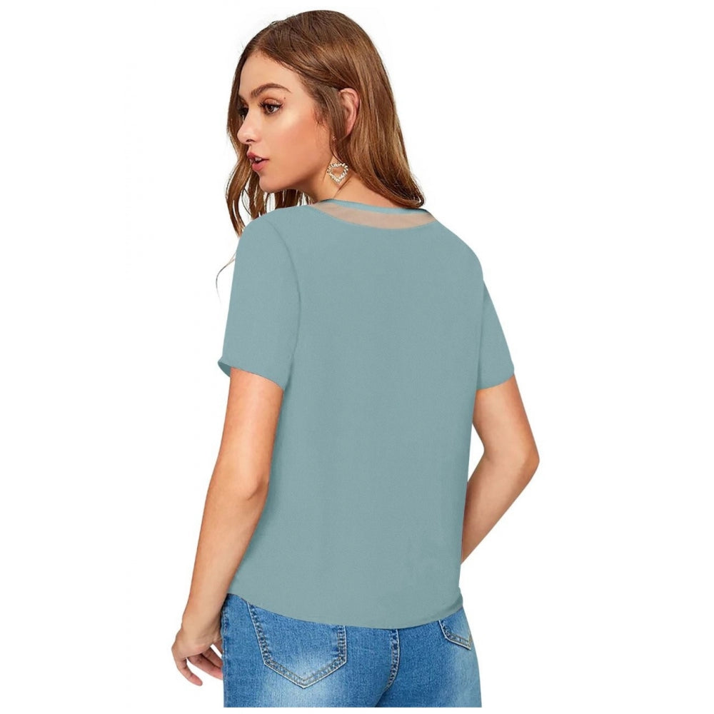 Indoraa Women's Polyester, Knitting Western Wear T-Shirt (Pista)