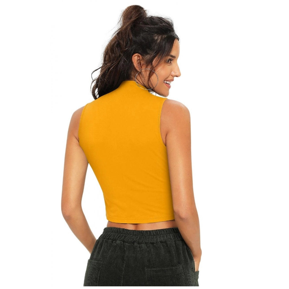 Indoraa Women's Polyester, Knitting Western Wear Tops (Yellow)
