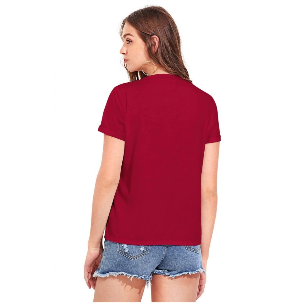 Indoraa Women's Cotton Western Wear T-Shirt (Maroon)