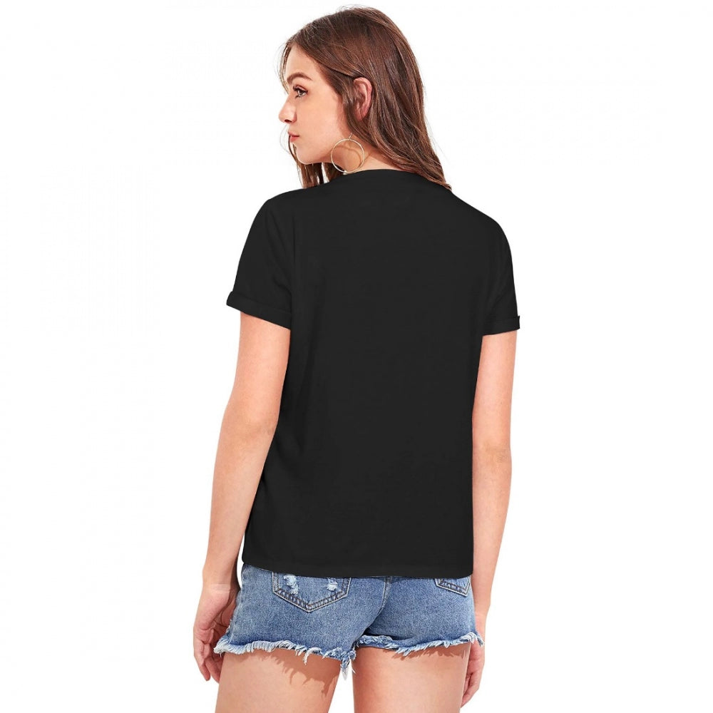 Indoraa Women's Cotton Western Wear T-Shirt (Black)