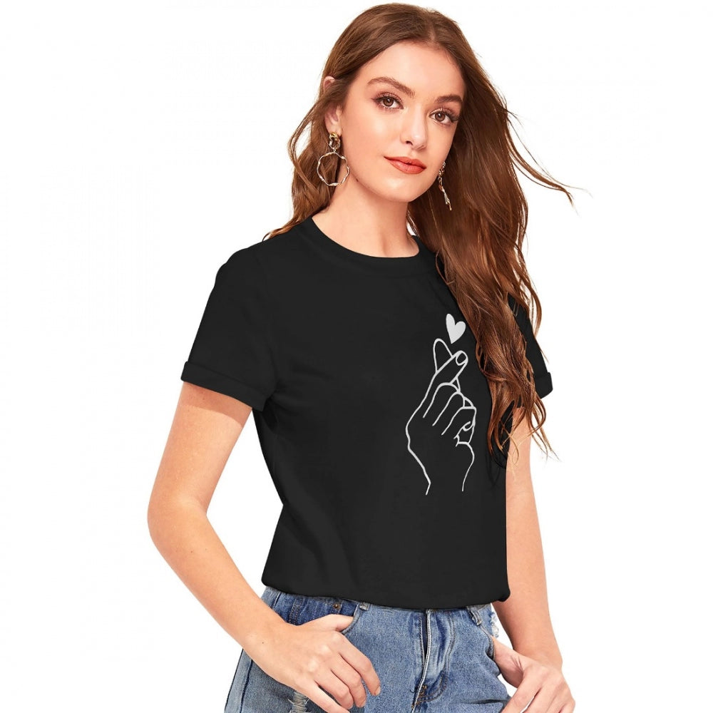 Indoraa Women's Cotton Western Wear T-Shirt (Black)