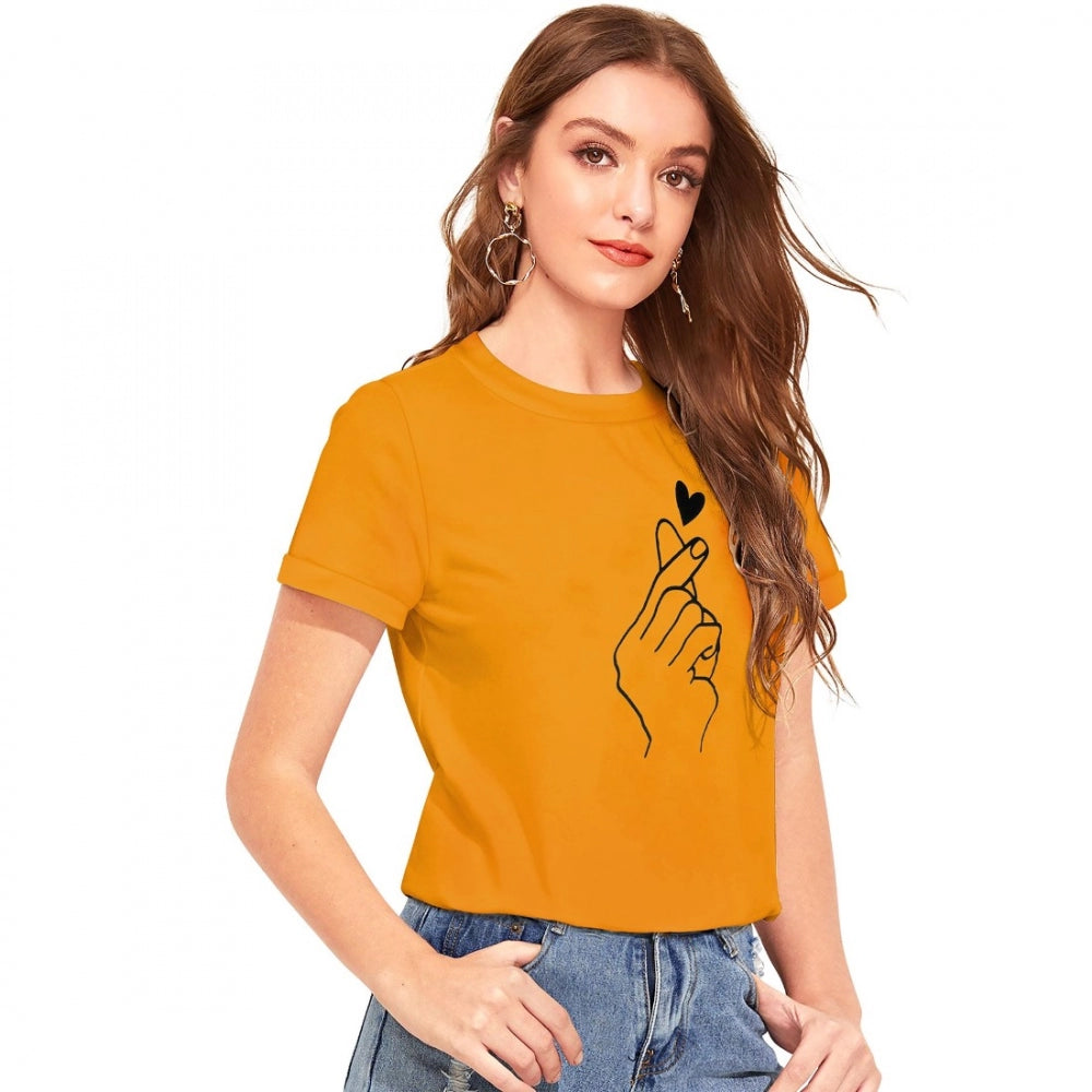 Indoraa Women's Cotton Western Wear T Shirt (Yellow)
