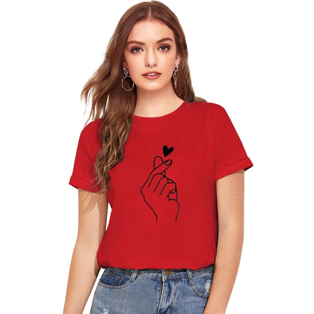 Indoraa Women's Cotton Western Wear T Shirt (Red)