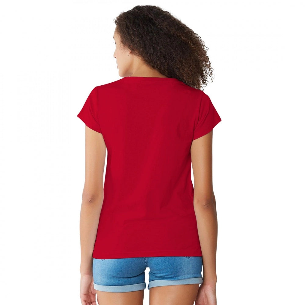 Indoraa Women's Cotton Western Wear T Shirt (Red)
