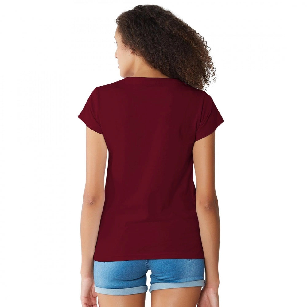 Indoraa Women's Cotton Western Wear T Shirt (Maroon)