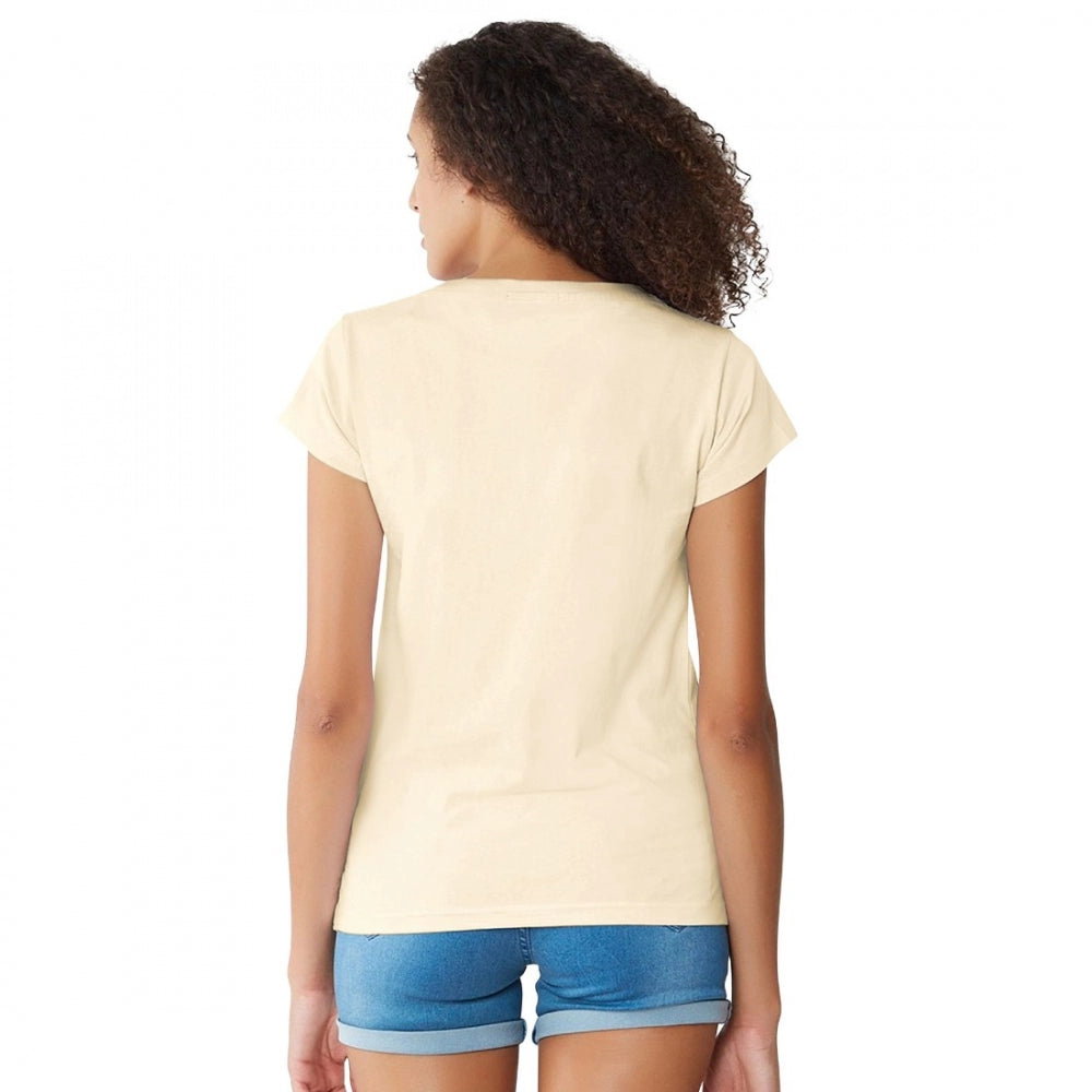 Indoraa Women's Cotton Western Wear T Shirt (Cream)
