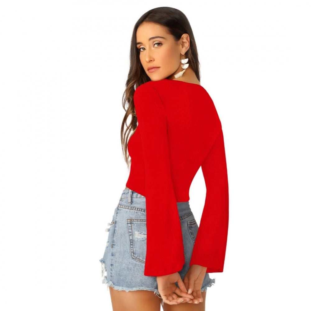 Indoraa Women's 95% Polyester 5% Spandex Western Wear Tops (Red)