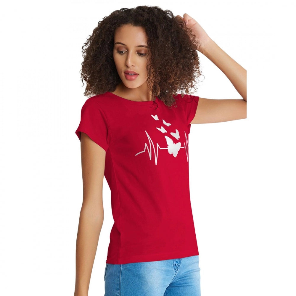 Indoraa Women's Cotton Western Wear T Shirt (Red)