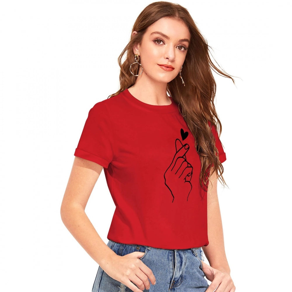 Indoraa Women's Cotton Western Wear T Shirt (Red)