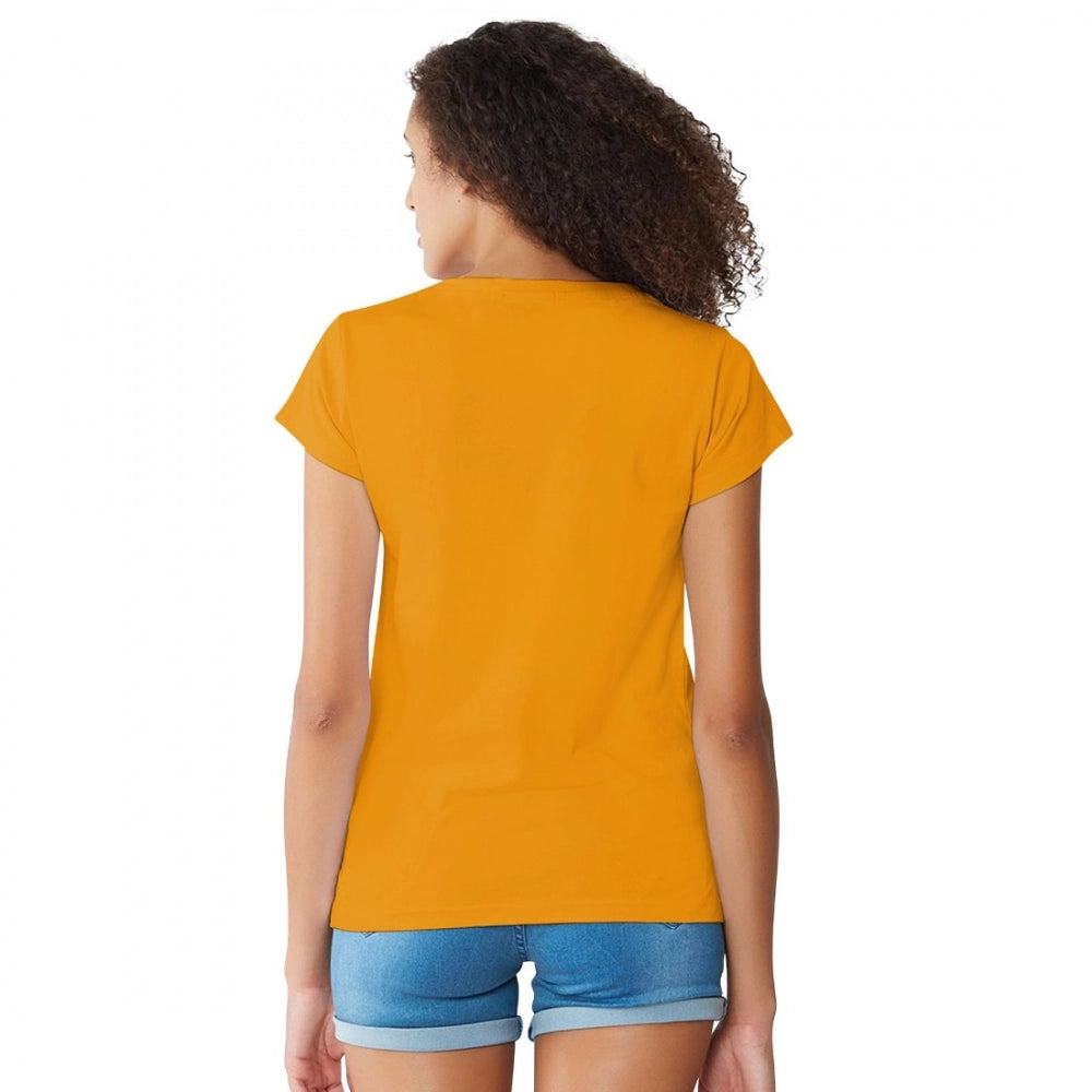 Indoraa Women's Cotton Western Wear T Shirt (Yellow)
