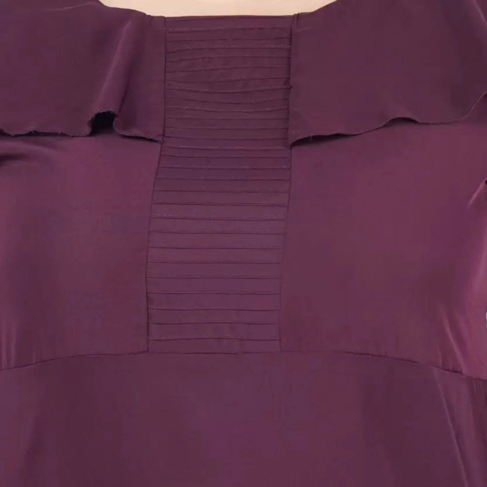 Indoraa Women's Fit And Flare Purple Dress (Color:Purple, Material:Polyester)