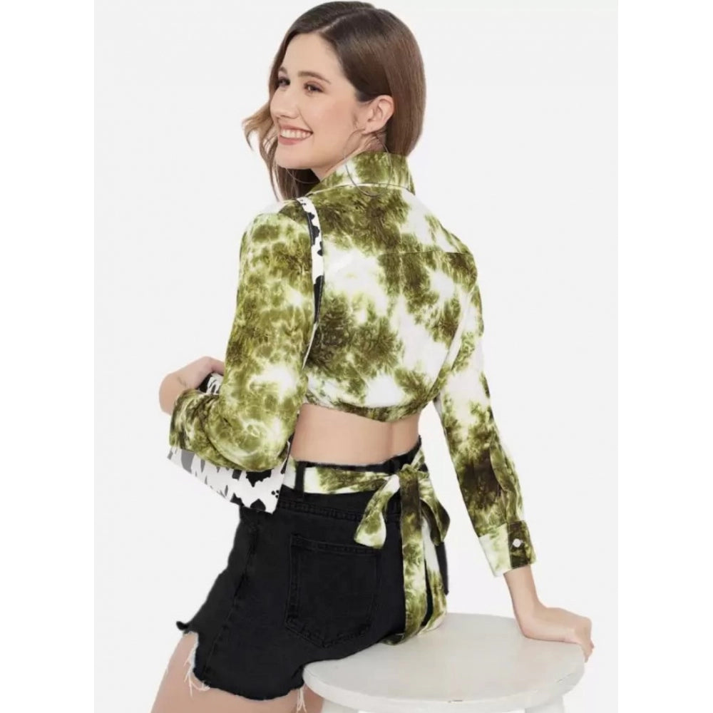 Indoraa Women's Casual Printed Green Top (Color:Green, Material:Rayon)