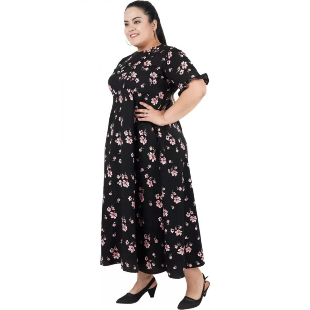 Indoraa Women's Maxi Black Dress (Color:Black, Material:Poly Crepe)