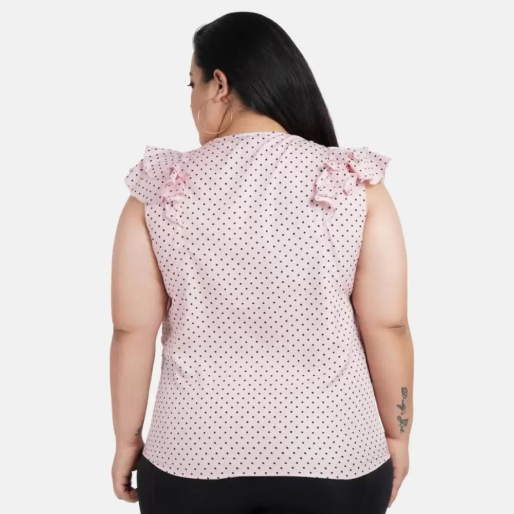 Indoraa Women's Casual Flared Sleeve Printed Pink Top (Color:Pink, Material:Crepe)
