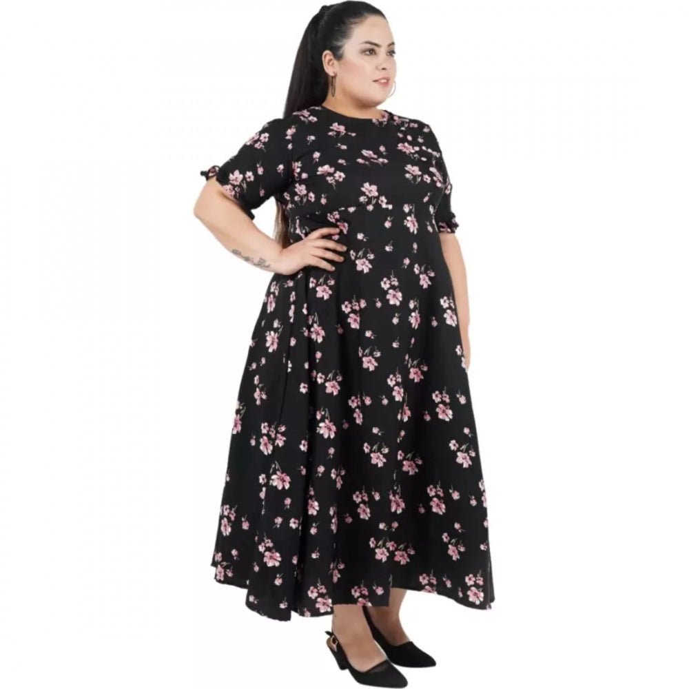 Indoraa Women's Maxi Black Dress (Color:Black, Material:Poly Crepe)