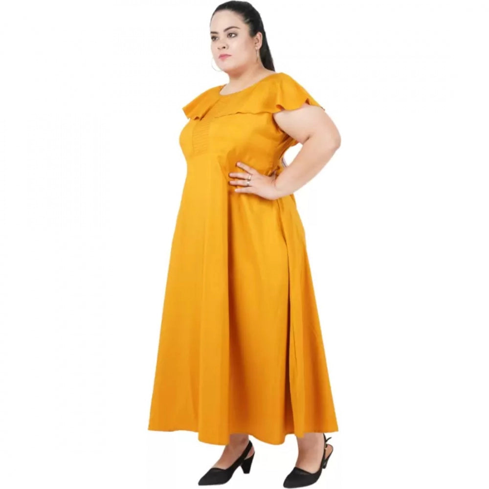 Indoraa Women's Fit And Flare Yellow Dress (Color:Yellow, Material:Polyester)