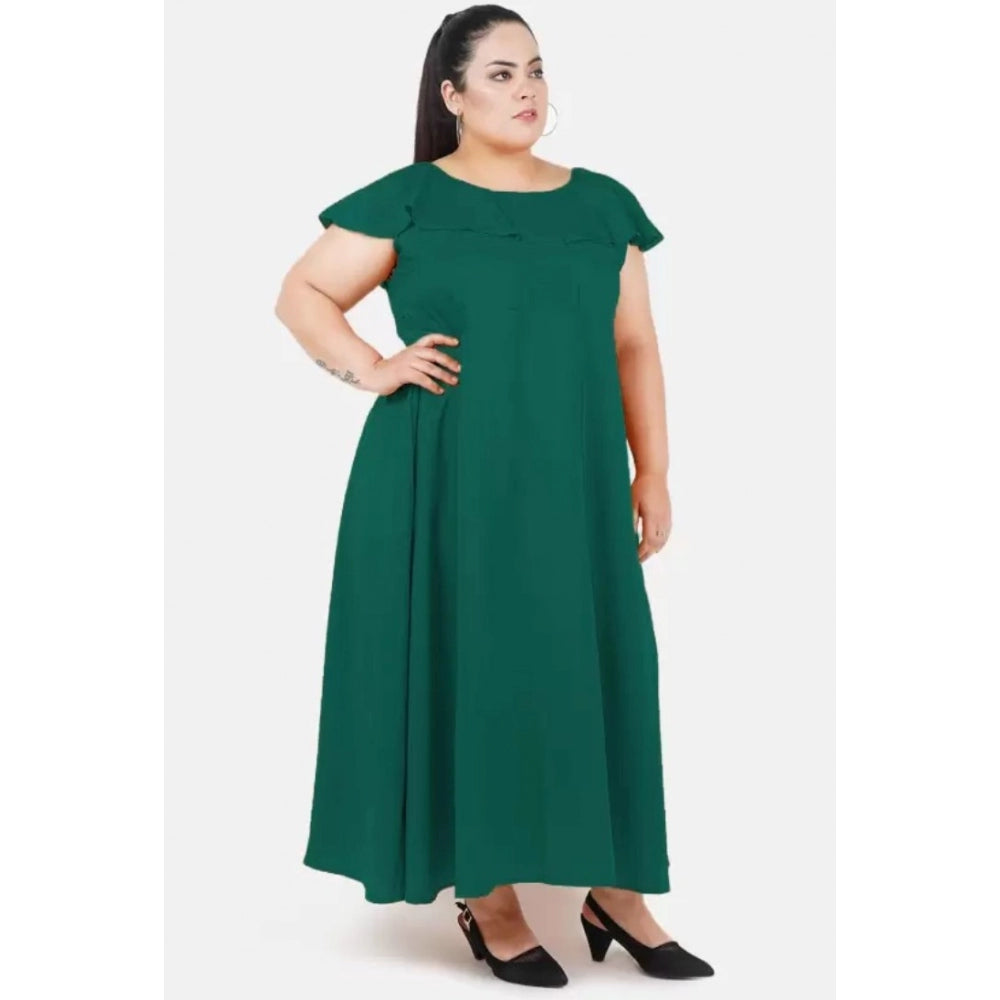 Indoraa Women's Fit And Flare Green Dress (Color:Green, Material:Polyester)