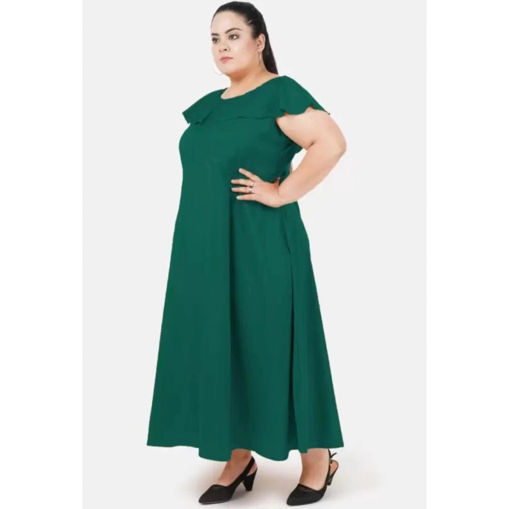 Indoraa Women's Fit And Flare Green Dress (Color:Green, Material:Polyester)