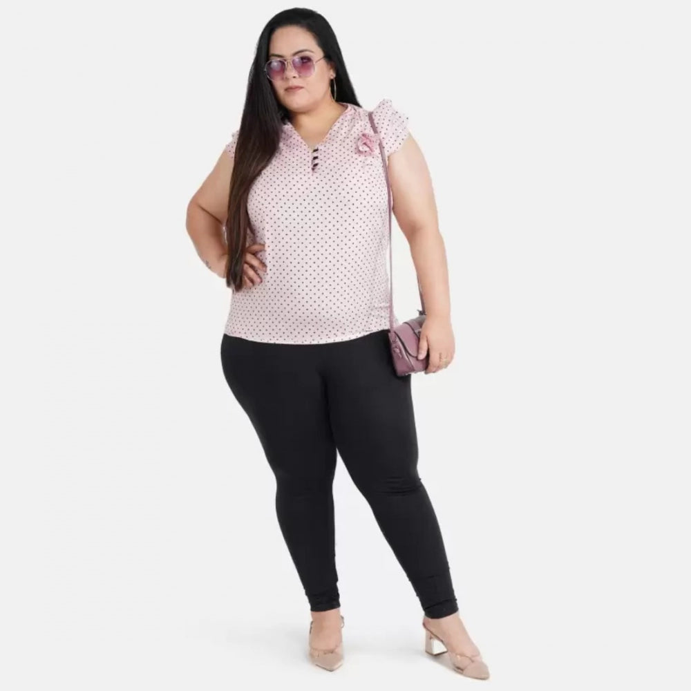 Indoraa Women's Casual Flared Sleeve Printed Pink Top (Color:Pink, Material:Crepe)