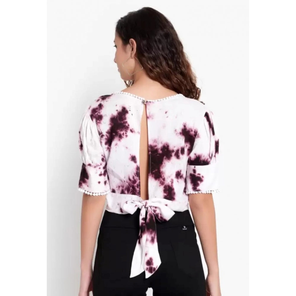 Indoraa Women's Casual Tie And Dye Purple Top (Color:Purple, Material:Rayon)