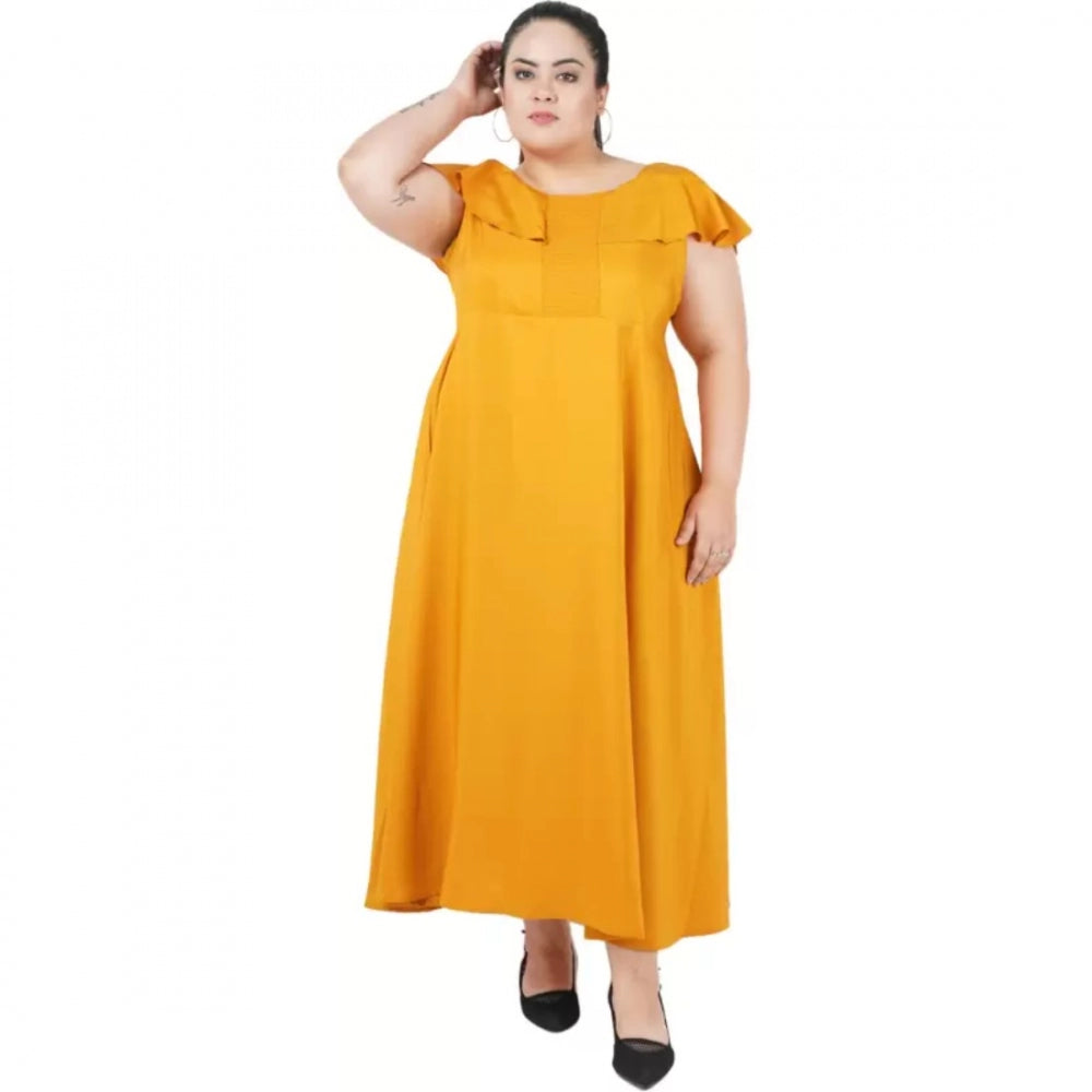 Indoraa Women's Fit And Flare Yellow Dress (Color:Yellow, Material:Polyester)