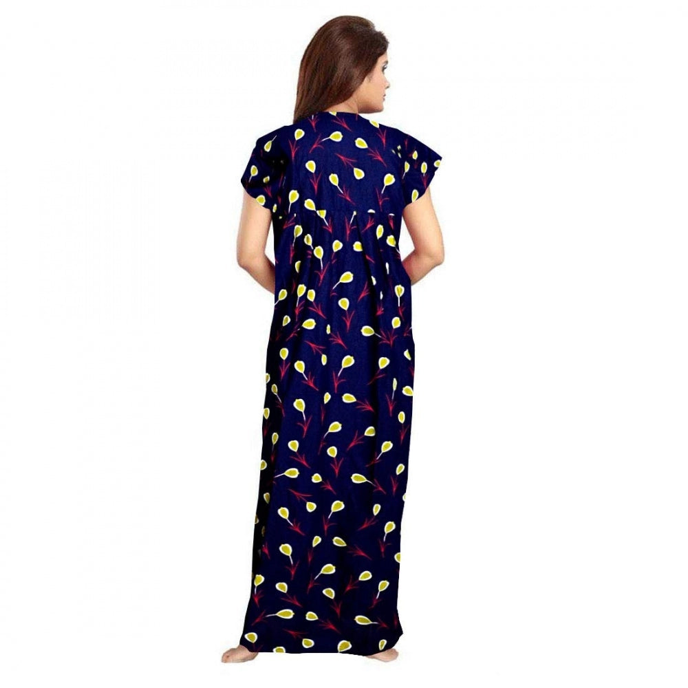 Indoraa Women's Cotton Printed Maxi Nighty (Purple)
