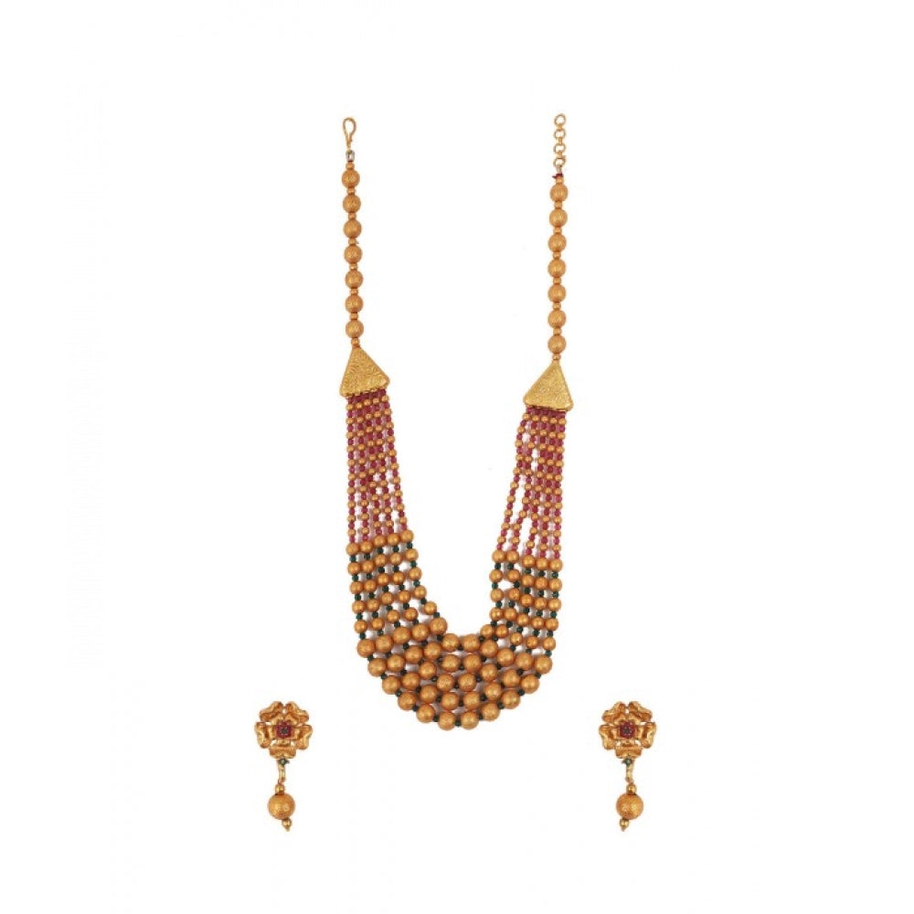 indoraa Women's Ethnic Five Layer Brass Mala With Crystal For Women And Girls (Multi Color, Free Size)