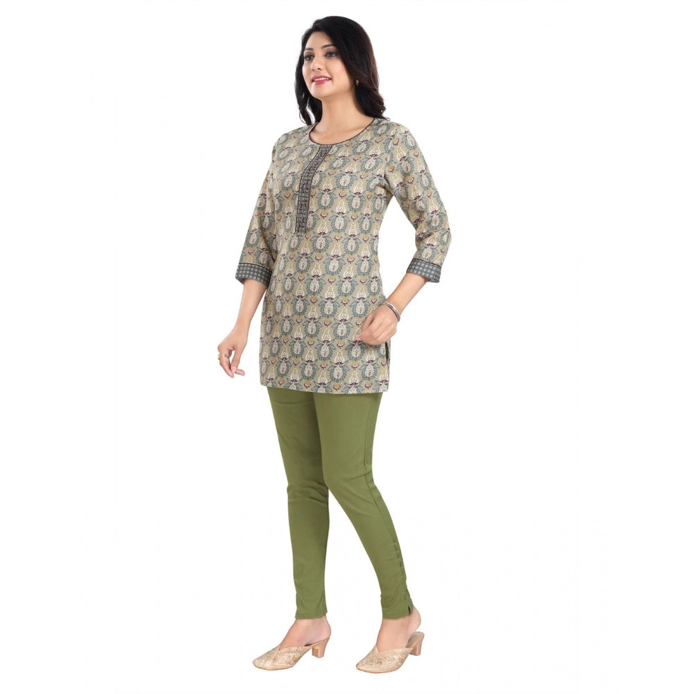 Indoraa Women's 3/4th Sleeve Viscose Blend Tunic Short Top (Multicolor)