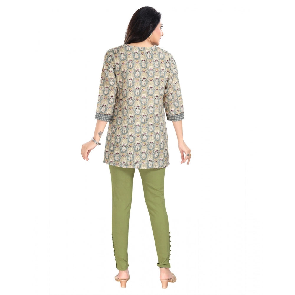 Indoraa Women's 3/4th Sleeve Viscose Blend Tunic Short Top (Multicolor)