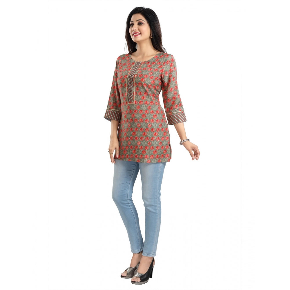 Indoraa Women's 3/4th Sleeve Viscose Blend Tunic Short Top (Multicolor)