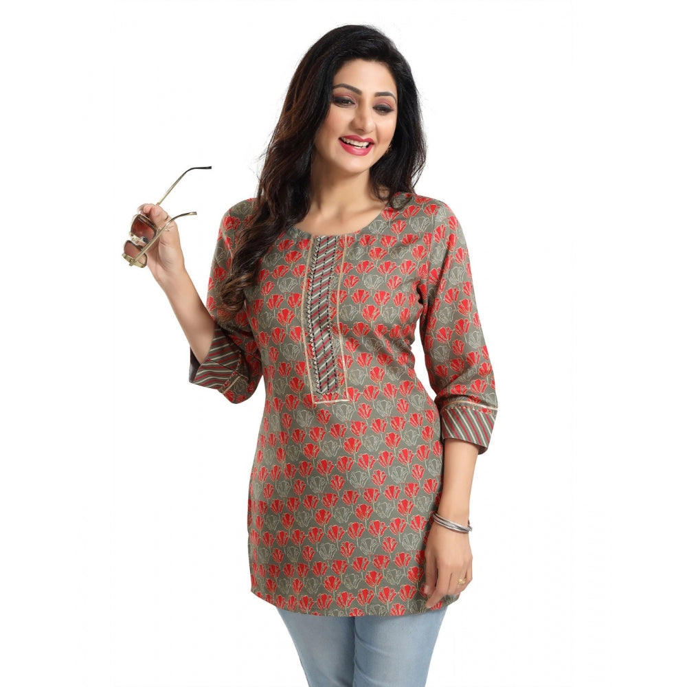 Indoraa Women's 3/4th Sleeve Viscose Blend Tunic Short Top (Multicolor)