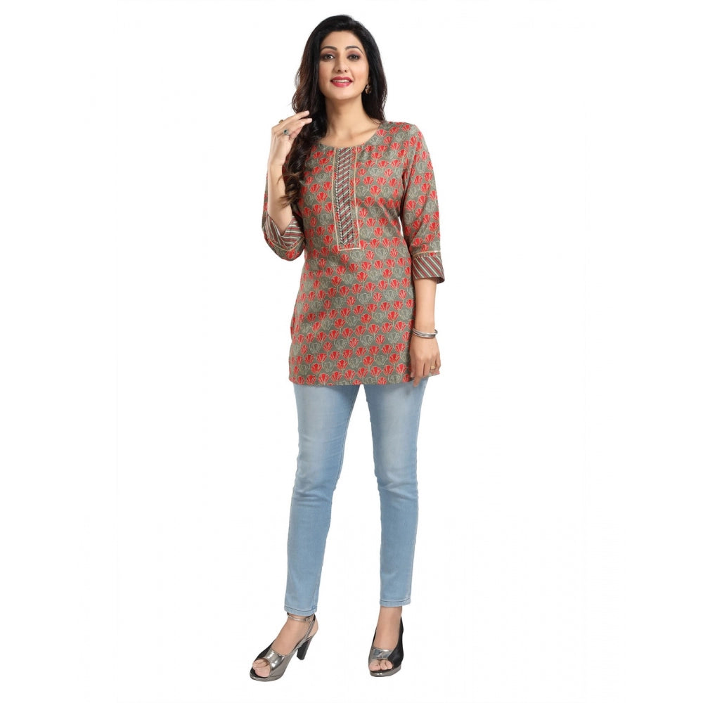 Indoraa Women's 3/4th Sleeve Viscose Blend Tunic Short Top (Multicolor)