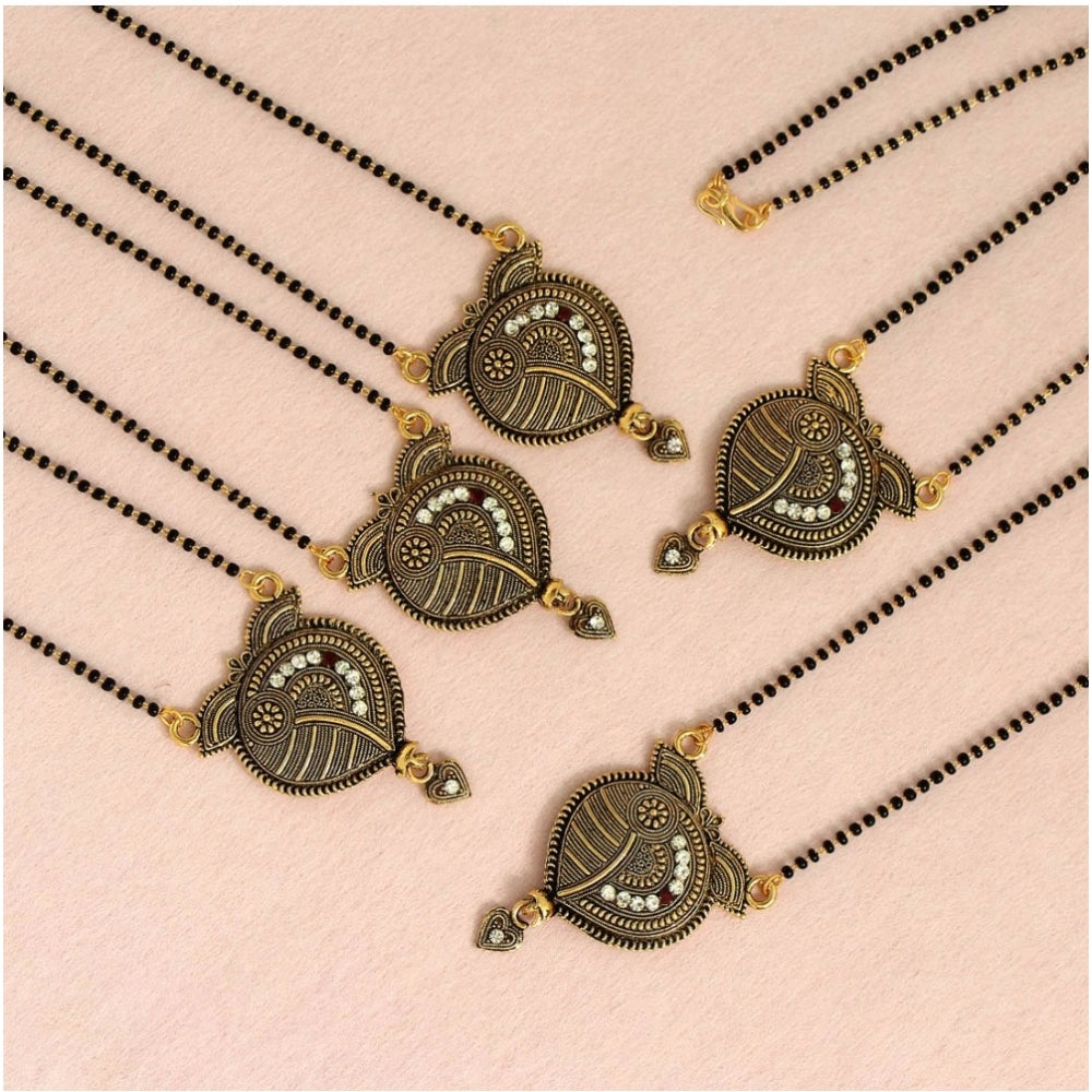 indoraa Women's Gold Color 5 Piece Of Mangalsutra Combo