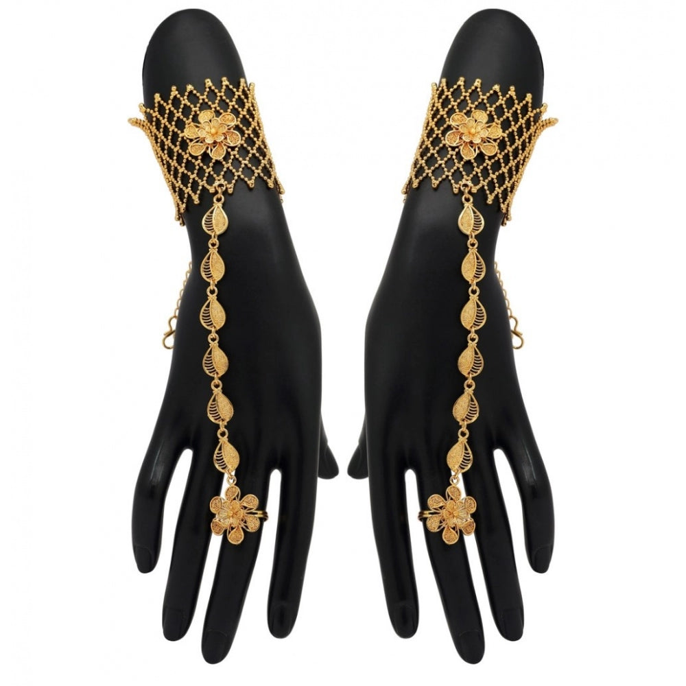 indoraa Women's Gold Plated Hathphool Adjustable Chain