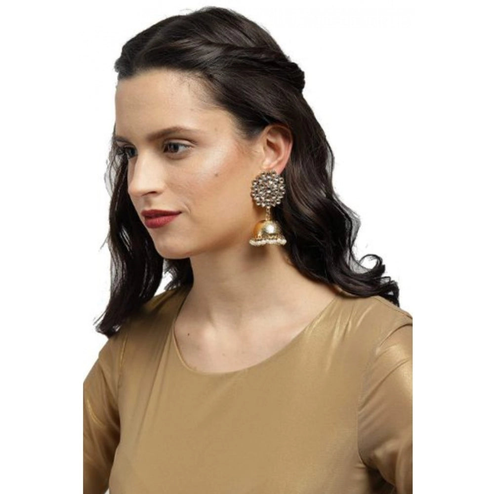 indoraa Women's Rose Gold Plated Alloy Earrings (White)