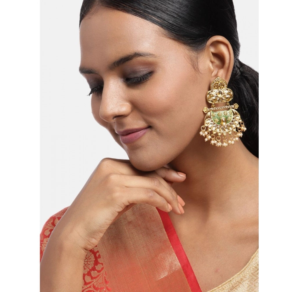 indoraa Women's Rose Gold Plated Alloy Earrings (Gold)