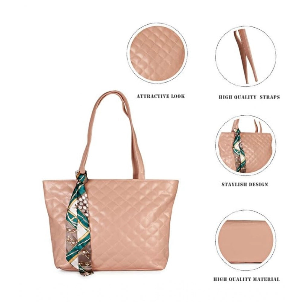 indoraa Women's Polyurethane Textured Shoulder Bag (Peach)