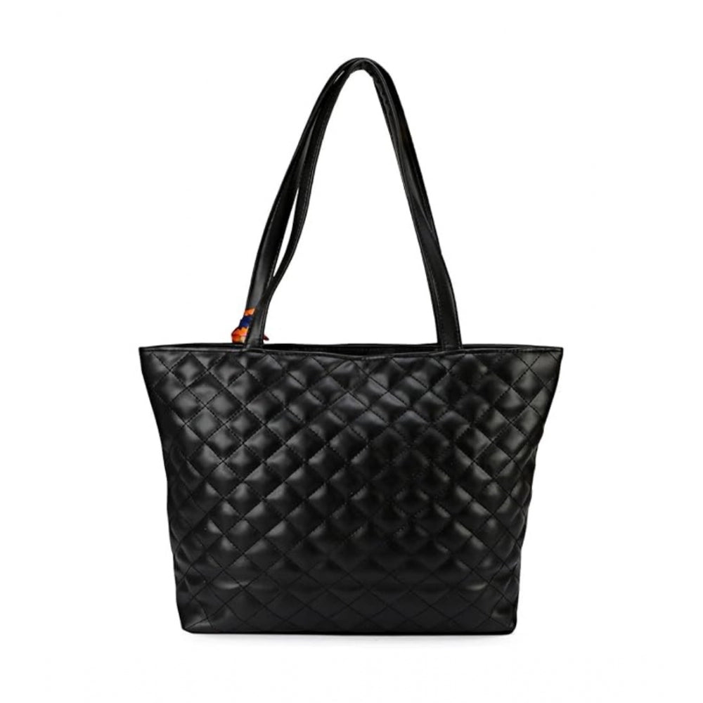 indoraa Women's Polyurethane Textured Shoulder Bag (Black)