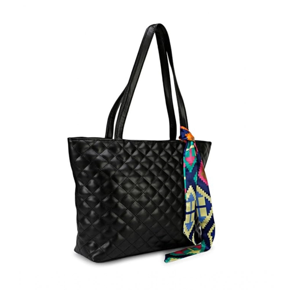 indoraa Women's Polyurethane Textured Shoulder Bag (Black)