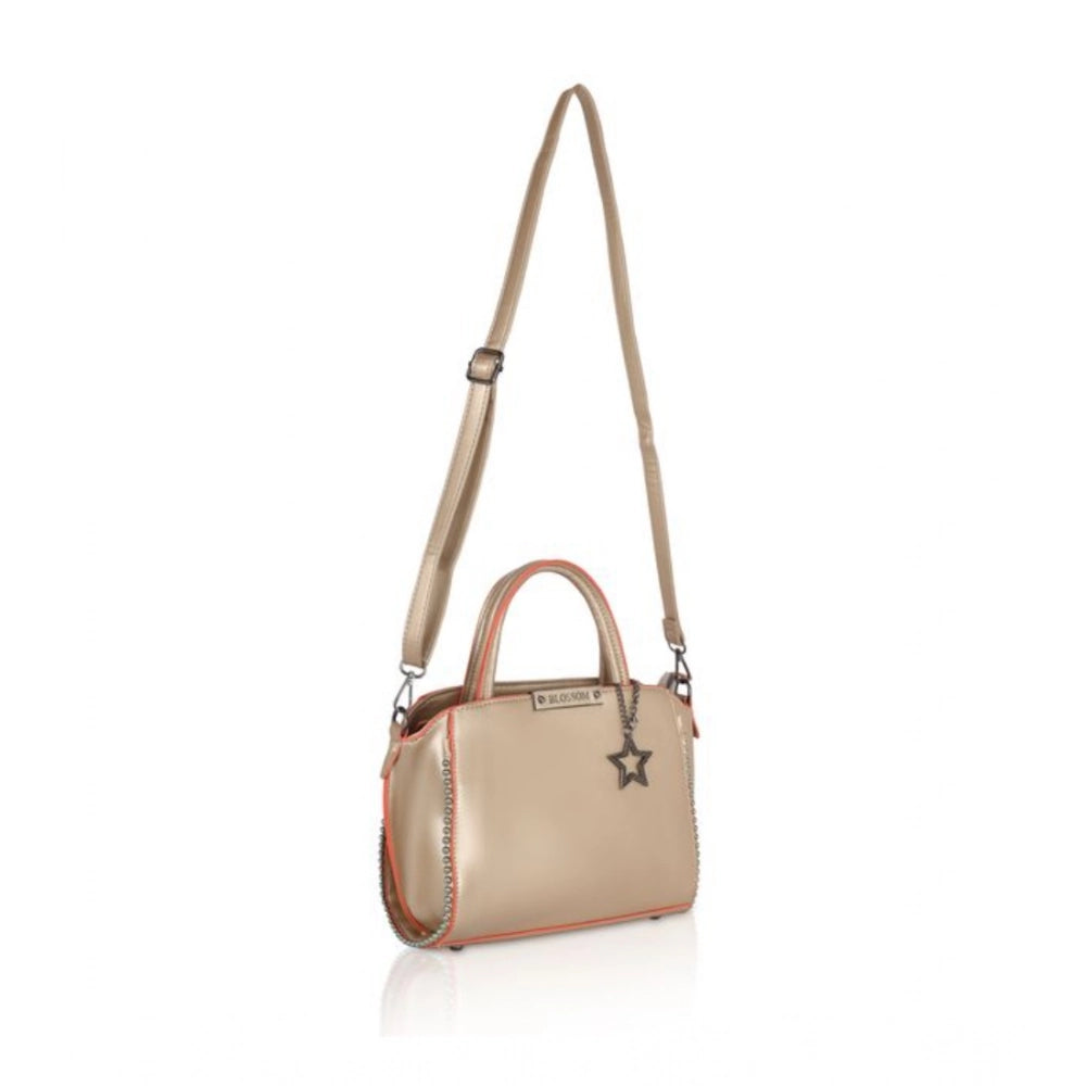 indoraa Women's Faux Leather Metal Beads Handbag (Gold)